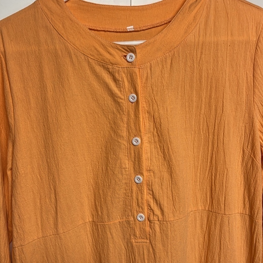 Orange Lightweight Pocket Tunic Dress Coastal Casual Size Medium - Picture 6 of 10